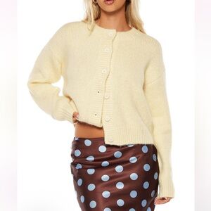 beginning boutique yellow knit cardigan